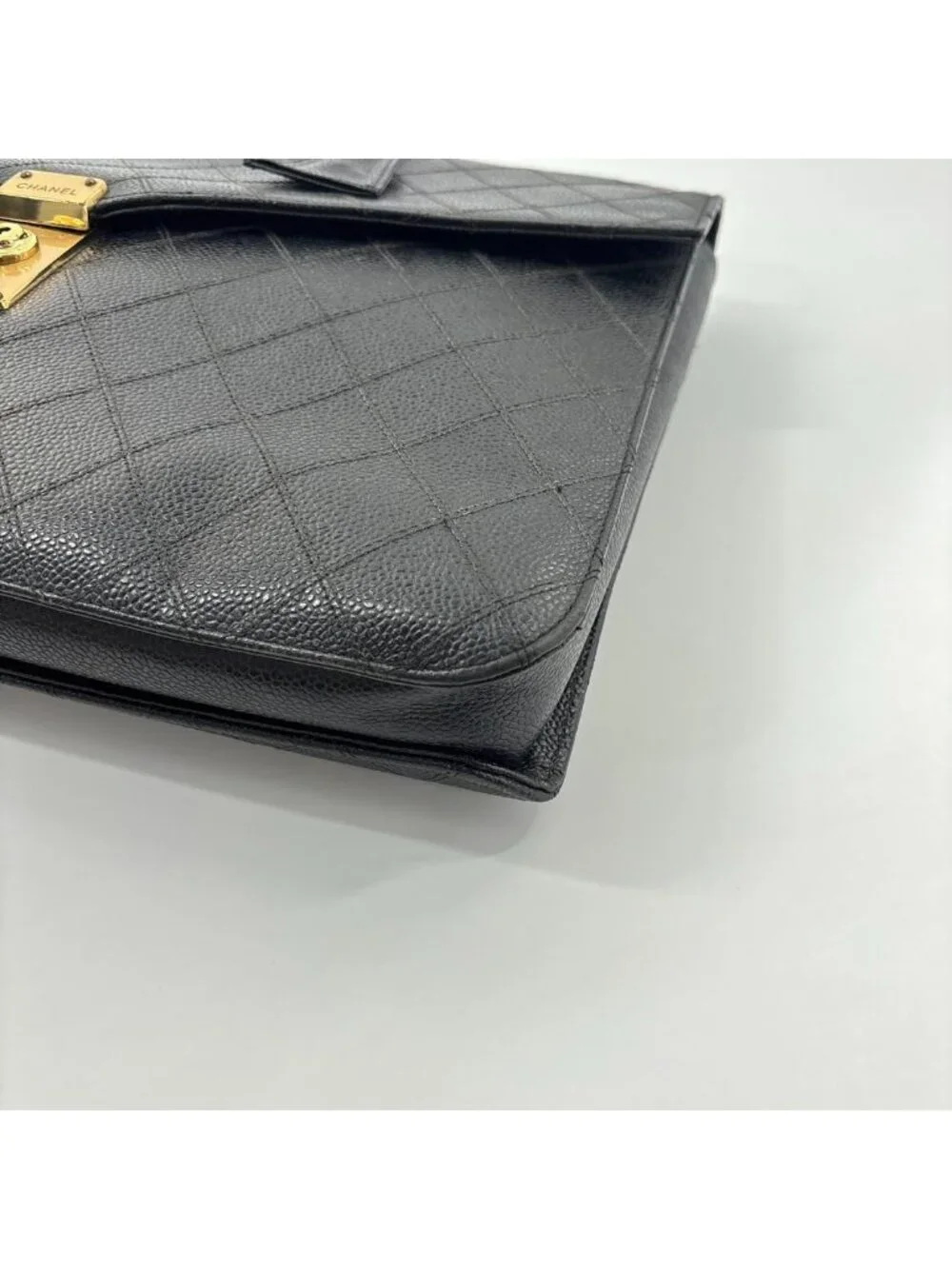 Chanel Bicolor Caviar Leather Business Briefcase Black